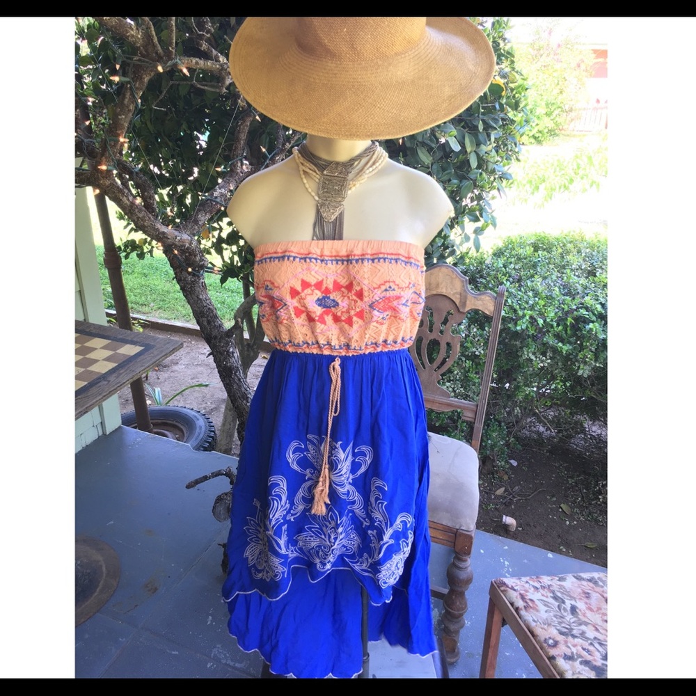 Strapless High-low Sherbet & Lapis Anthropologie